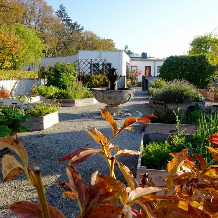 Gartenidylle im Heilkräutergarten des Hildegardforums auf dem Rochusberg.