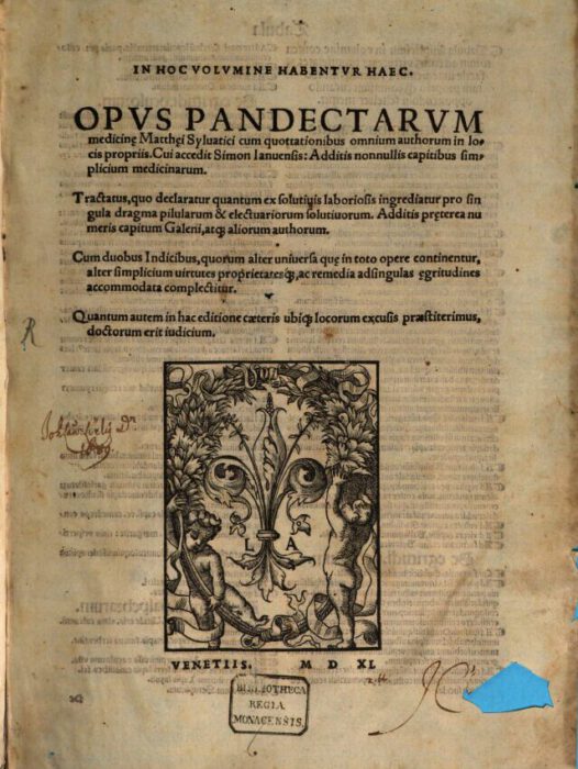 Seite aus dem 'Opus pandectarum' des Matteo Silvaticus