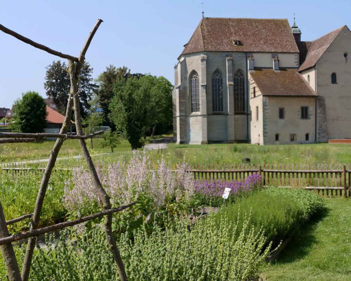 Im Klostergarten wollte man schon immer noch hinaus und baute Gerüste.