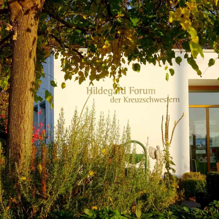 Das Hildegardforum in Bingen am Rhein auf dem Rochusberg ist quasi der Eingang zum Heilpflanzengarten der zu Ehren der Heiligen Hildegard von Bingen eingerichtet wurde.